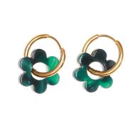 Boucles Oreilles Vert Sapin Femme Clio Blue Fleurs 14mm