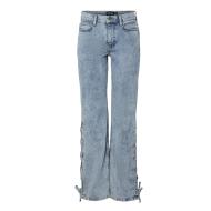 Jean Droit Bleu Femme Pieces Fenda vue 3