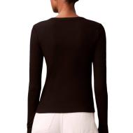 T-Shirt Manches Longues Noir Femme Calvin Klein Jeans Label vue 2
