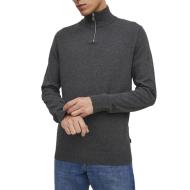 Pull 1/2 Zip Grise Jack & Jones Knit Half pas cher