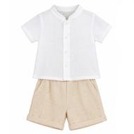 Ensemble Beige/Blanc Bébé P'tit Mome Théo pas cher