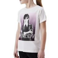 T-shirt Blanc Fille Name it Jax Wednesday pas cher
