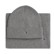 Coffret Bonnet + Echarpe Gris Homme Tommy Hilfiger Th Flag pas cher
