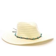 Chapeau de soleil en paille Blanc à large bord Via Lorenzo Fedora vue 2
