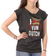 T-shirt Noir Femme Von Dutch Print pas cher
