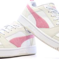 Baskets Ecru/Rose Fille Puma Rebound V6 Lo Cord vue 7