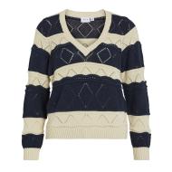 Pull Beige/Marine Femme Vila Lolise pas cher
