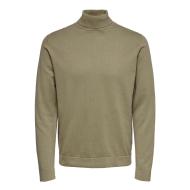 Pull Col roulé Taupe Homme Only & Sons Reg 12 pas cher