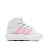 Baskets Blanches/Roses/Turquoises Fille Adidas Grand Court Mid vue 2