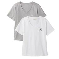 T-Shirt Gris/Blanc Femme Calvin Klein Jeans LV047C906G pas cher