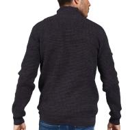 Pull Noir Homme Deeluxe Henley 1/4 zip vue 2