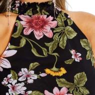 Top Noir à fleurs Femme Guess Jadie vue 3