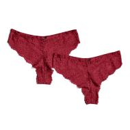 Lot de 2 culottes larges en dentelle Rouge Femme Pieces Lina pas cher