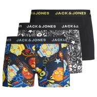 x3 Boxers Noires/Jaunes Garçon Jack & Jones Trunks pas cher