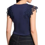 Camiseta azul marino de mujer Morgan con estampado de flores ver 2