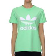 T-shirt Vert Femme Adidas Trefoil