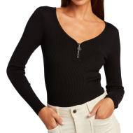 T-shirt Manches Longues Noir Femme Morgan Banza
