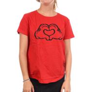 T-Shirt Rouge Femme Disney Love Hands pas cher