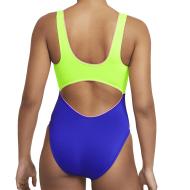 Maillot de bain 1 pièce Jaune/Bleu Femme Nike Cutout vue 2