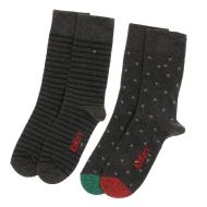 X2 Paires de Chaussettes Noir/Gris Mixte Kickers Cho5 pas cher