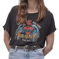 T-shirt Noir Femme Von Dutch Coeur de Feu pas cher