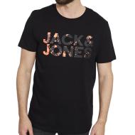 T-shirt Noir/Orange Homme Jack & Jones Plash