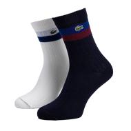 x2 Paires de Chaussettes Blanches/Noires Homme Lacoste RA4241 pas cher
