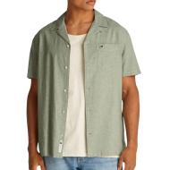 Chemisette Verte/kaki Homme Tommy Hilfiger Linen Blend Camp-aruba