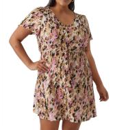 Robe Beige/Rose à Motifs Femme Vero Moda CURVE Easy