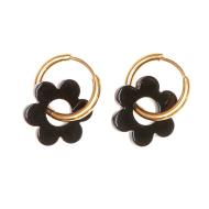 Boucles Oreilles Noires Femme Clio Blue Fleurs 14mm