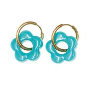 Boucles Oreilles Turquoise Opaque Femme Clio Blue Fleurs 20mm