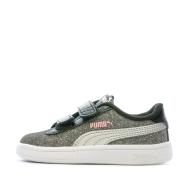 Baskets Grises argentées fille Puma Smash v2 Glitz pas cher