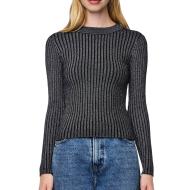 Pull Noir Brillant Femme Pieces Crista pas cher