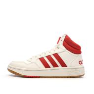 Baskets Blanc/Rouge Homme Adidas Hoops 3.0 Mid pas cher