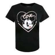 T-Shirt Noir Femme Disney Mickey Love Kiss pas cher