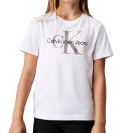 T-shirt Blanc Fille Calvin Klein Jeans Monogram pas cher