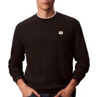 Sweat Noir Homme Calvin Klein Jeans Waffle Badge pas cher