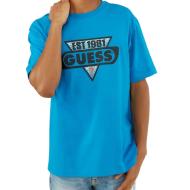 T-shirt Bleu Homme Guess Ovrszd Racer
