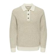Polo Manches Longues Beige Homme Only & Sons Salf pas cher