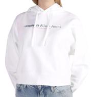 Sweat à capuche Blanc Femme Calvin Klein Jeans Slogan