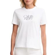 T-Shirt Blanc Femme Calvin Klein Jeans Fitted Script pas cher