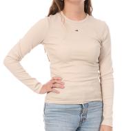 T-Shirt Manches Longues Beige Femme Tommy Hilfiger Essentials pas cher