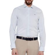 Chemise Blanche/Bleu Homme Tommy Hilfiger Strch Poplin pas cher