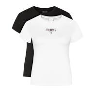 2x T-shirt Blanc/Noir Femme Tommy Hilfiger Slim Esse pas cher