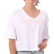 T-shirt Blanc/Rose Crop Femme Supreme Grip Ranaka