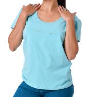 T-shirt Turquoise Femme Project X Paris Basic Broderie F221114