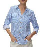 Chemise Bleu moyen/Blanc Femme Vero Moda Bumpy