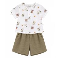 Ensemble Blanc/Kaki Bébé P'tit Mome Paolo pas cher