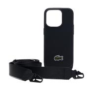 Coque iPhone 15 Pro Noir Lacoste avec broderie crocodile pas cher