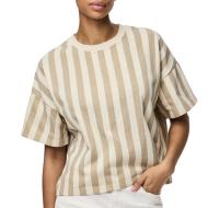 T-shirt Beige à rayures Femme Pieces Chilli Summer pas cher